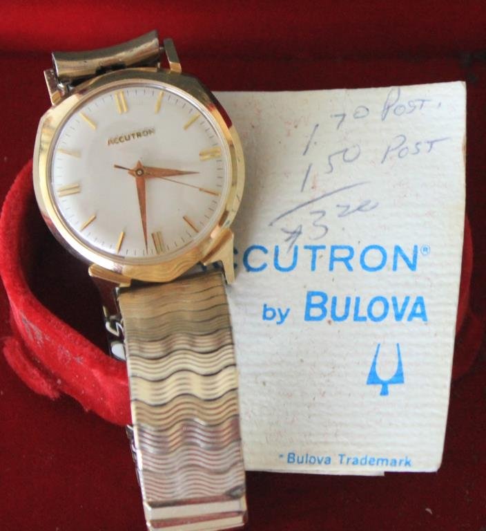 BULOVA ACCUTRON 14K GOLD WATCH, WORKING COND.: SEE PHOTO