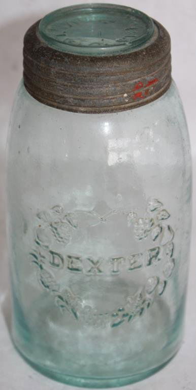 LATE 19TH C. FRUIT JAR, "DEXTER W/ EMBOSSED FRUIT (1 of 1)