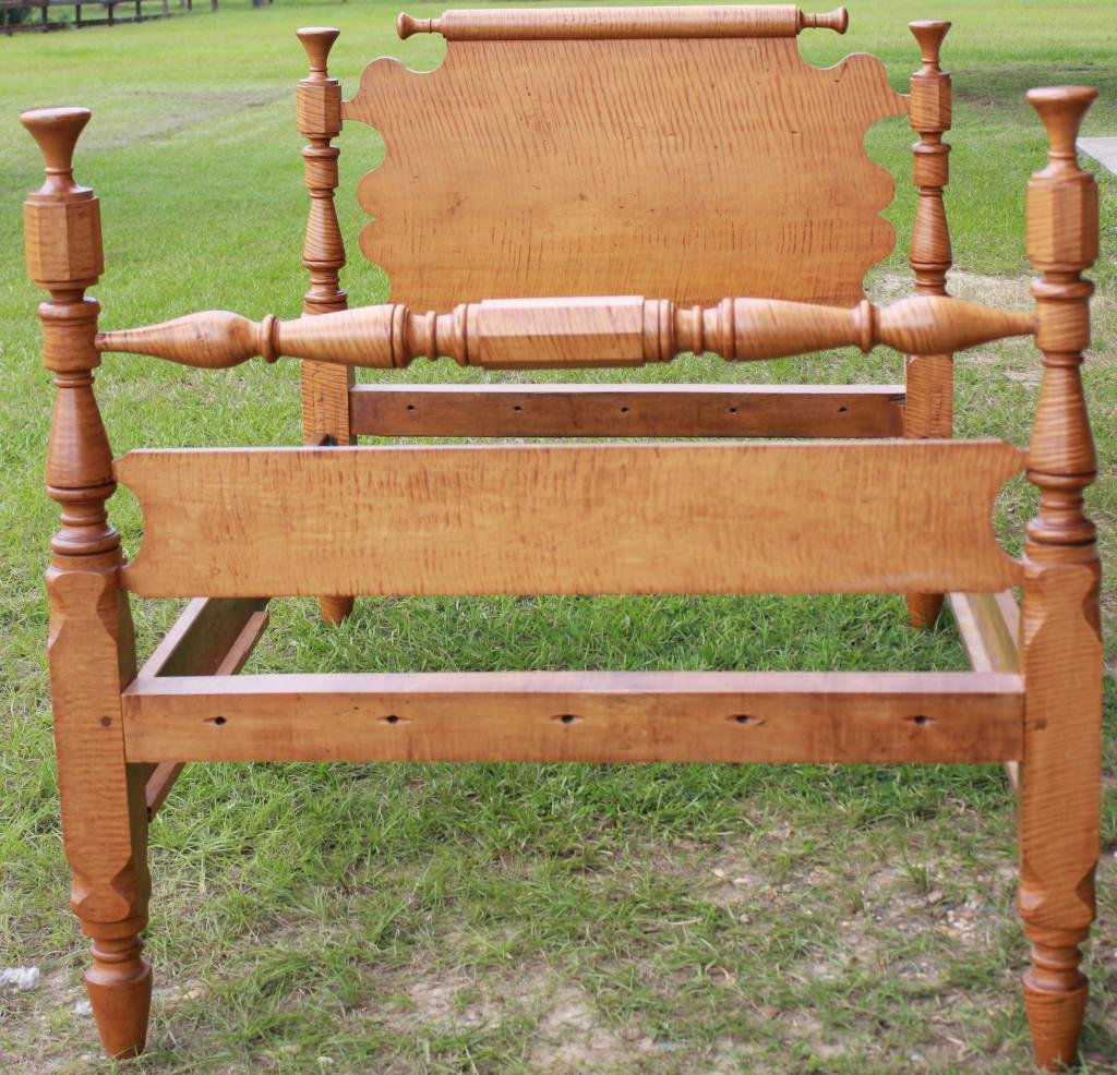 19TH C.  TIGER MAPLE 4 POST BED (1 of 2)