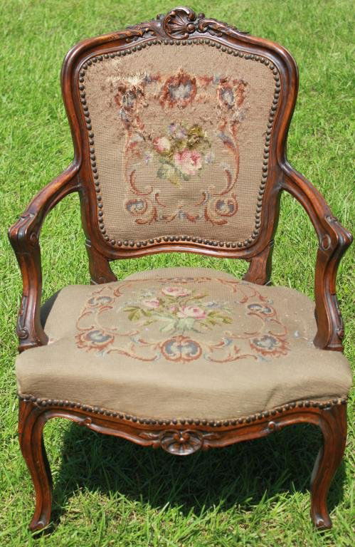 EARLY 20TH C. FRENCH STYLE OPEN ARMCHAIR (1 of 1)