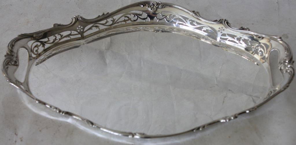ORNATE STERLING SILVER HANDLED TRAY BY GORHAM (1 of 3)
