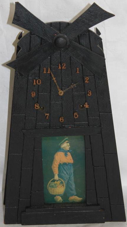 MISSION OAK WINDMILL CLOCK BY GILBERT (1 of 2)