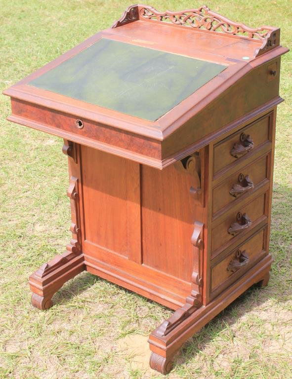 19TH C. VICTORIAN WALNUT DAVENPORT DESK W/ GALLERY (1 of 1)