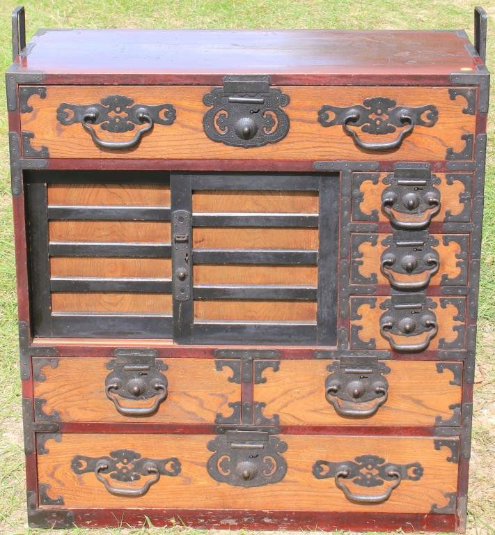 LATE 19TH C. IRON BOUND ORIENTAL CHEST W/ 6 (1 of 1)