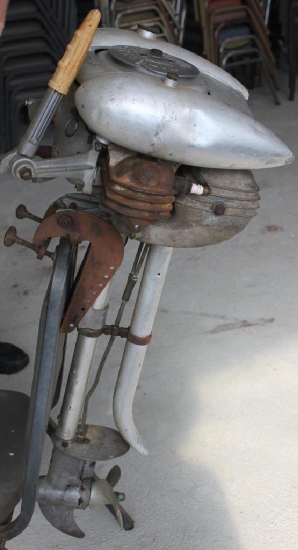 VINTAGE OUT BOARD MOTOR "WATER WITCH" MODEL MB: 39" H, 1 TANK AS IS, UNKNOWN WORKING CONDITION