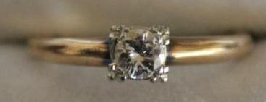 14K YELLOW GOLD DIAMOND SOLITAIRE RING, APPROX.: 1/4 CT, 1.5 GRAMS, SIZE 7 1/2+