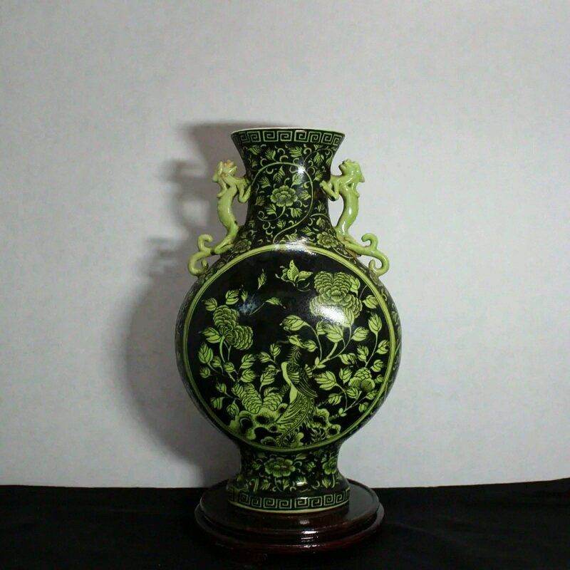 A Rare And Fine Black Ground Galze Vase (1 of 3)