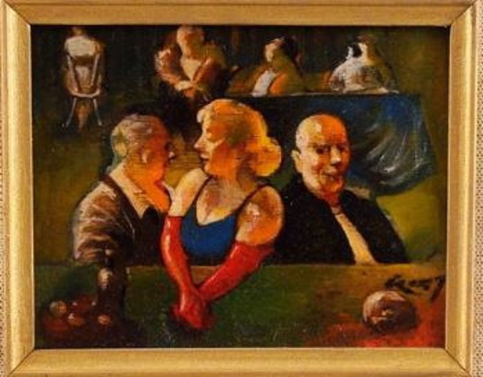 Gretty Rubinstein("Red Gloves"Oil on Board (1 of 1)