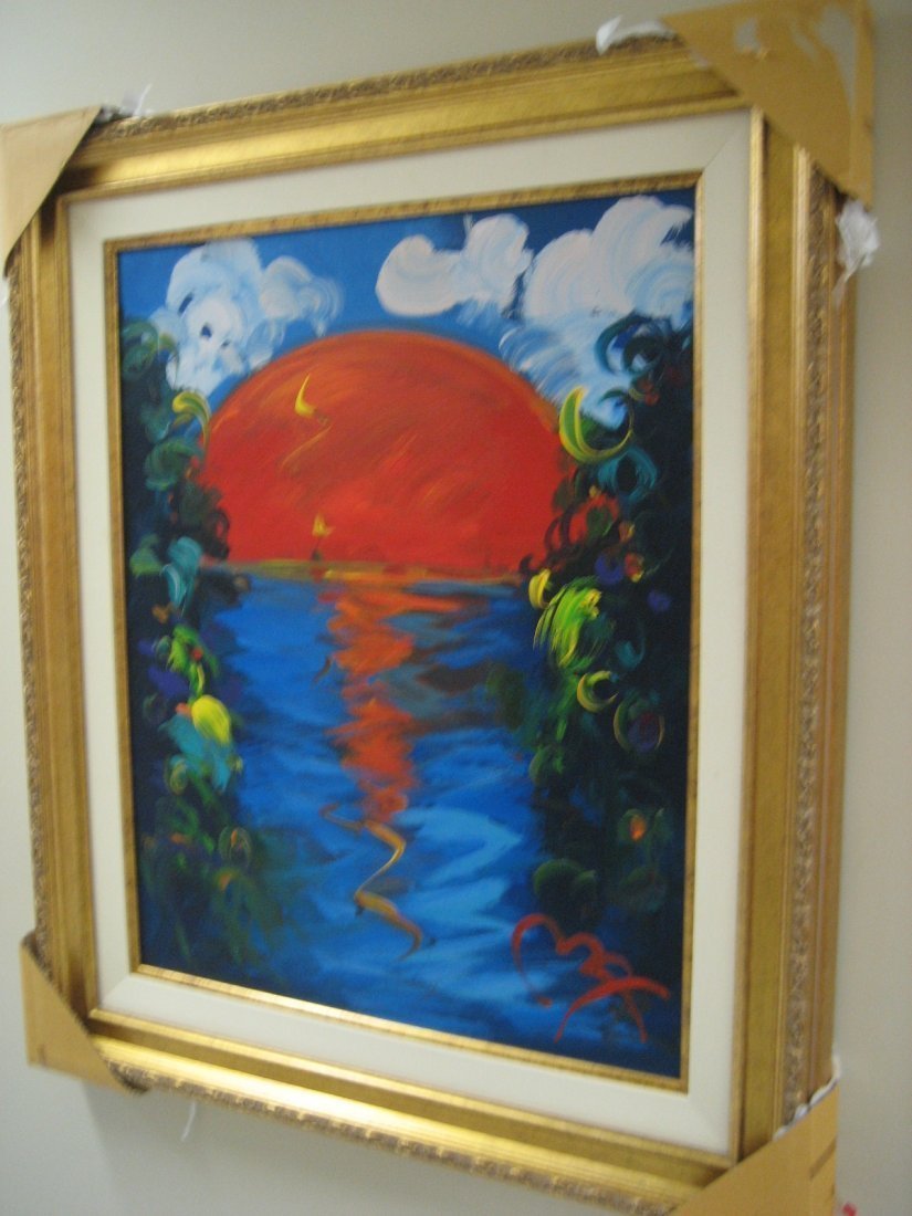 Fine attrib : Peter Max oil on canvas, Better World COA (1 of 1)
