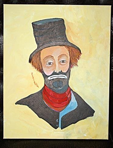 R Skelton Original Oil On Canvas Freddie With Red Scarf (1 of 2)