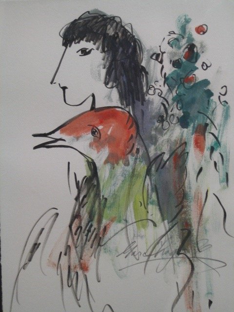 Original Ink & Wash M Chagall Drawing - Signed (1 of 3)