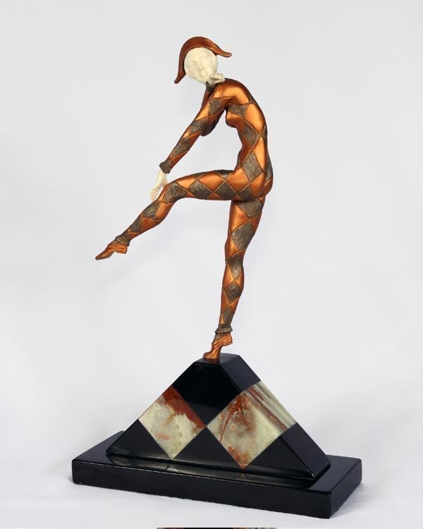 Harlequinade - Bronze & Ox Bone Sculpture by A. Gilbert: Stunning one of a kind From A Quinn Studio L.A ( Mr Quinn died a few months ago ) . A. Gilbert bronze and Ox Bone sculpture, Harliquinade. From the estate of the Arnold Quinn Studio. Limited edition R
