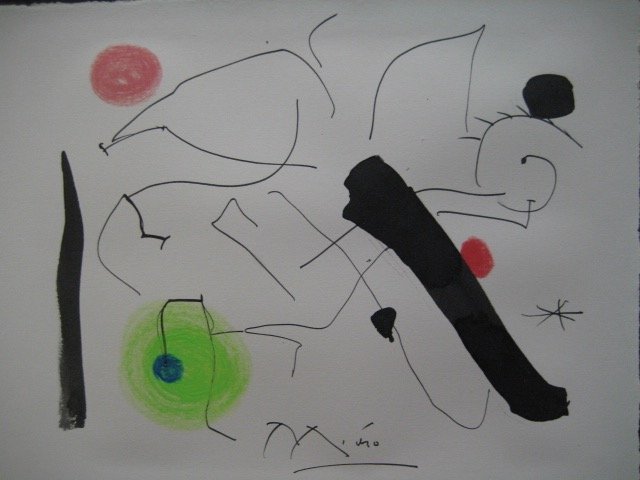 Wonderful Original Miro Drawing on paper Signed COA (1 of 2)