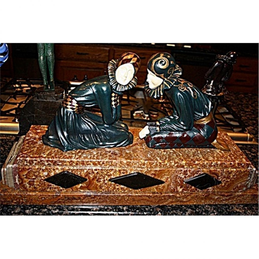 Wonderful Demetre H. Chiparus (Romanian, 1886-1947), SE: Exceptional Signed bronze and Ox Bone art deco sculpture by Chiparus "Tender Promises" sits on a marble/onyx base. Signed Chiparus, Etling Paris foundry mark and stands about 21" tall.Stunning artwork