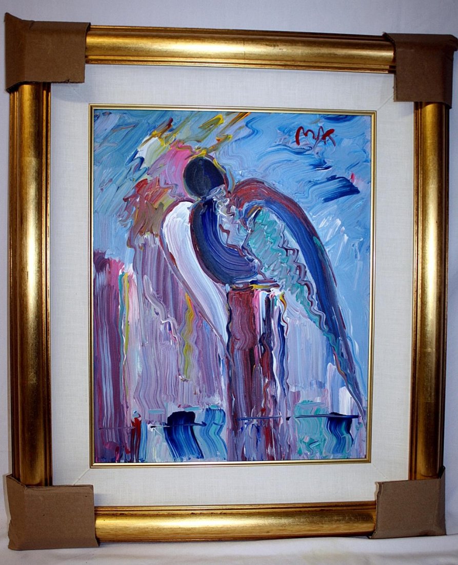 Rare Peter Max Original Oil On Canvas - Angel: Wonderful Peter Max Original Oil On Canvas - Angel come with copy of COA16" x 20" inches + frame.