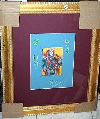 Exquisite original Peter Max mixed media Blue Jagger: Wonderful Original Peter Max, "Jagger - Blue". Very Well Framed,Mix media . well Framed .