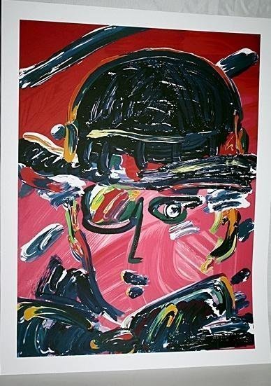 Peter Max - Umbrella Man Signed Mix-Media Framed: xquisite and Rare Peter Max , "Umbrella Man". signed Mix Media beautiful Framed . No reserve.