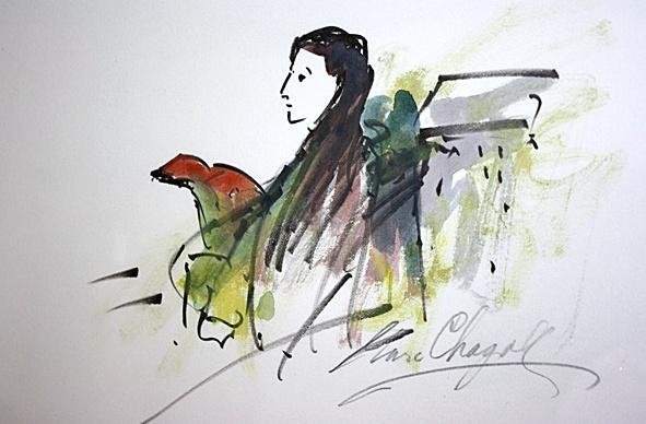 Exquisite Ink And Wash Marc Chagall - Signed and Framed: Exquisite and rare Original Ink And Wash Marc Chagall Drawing Signed - Unknown Title. Comes beautifully framed. NO RESERVE.