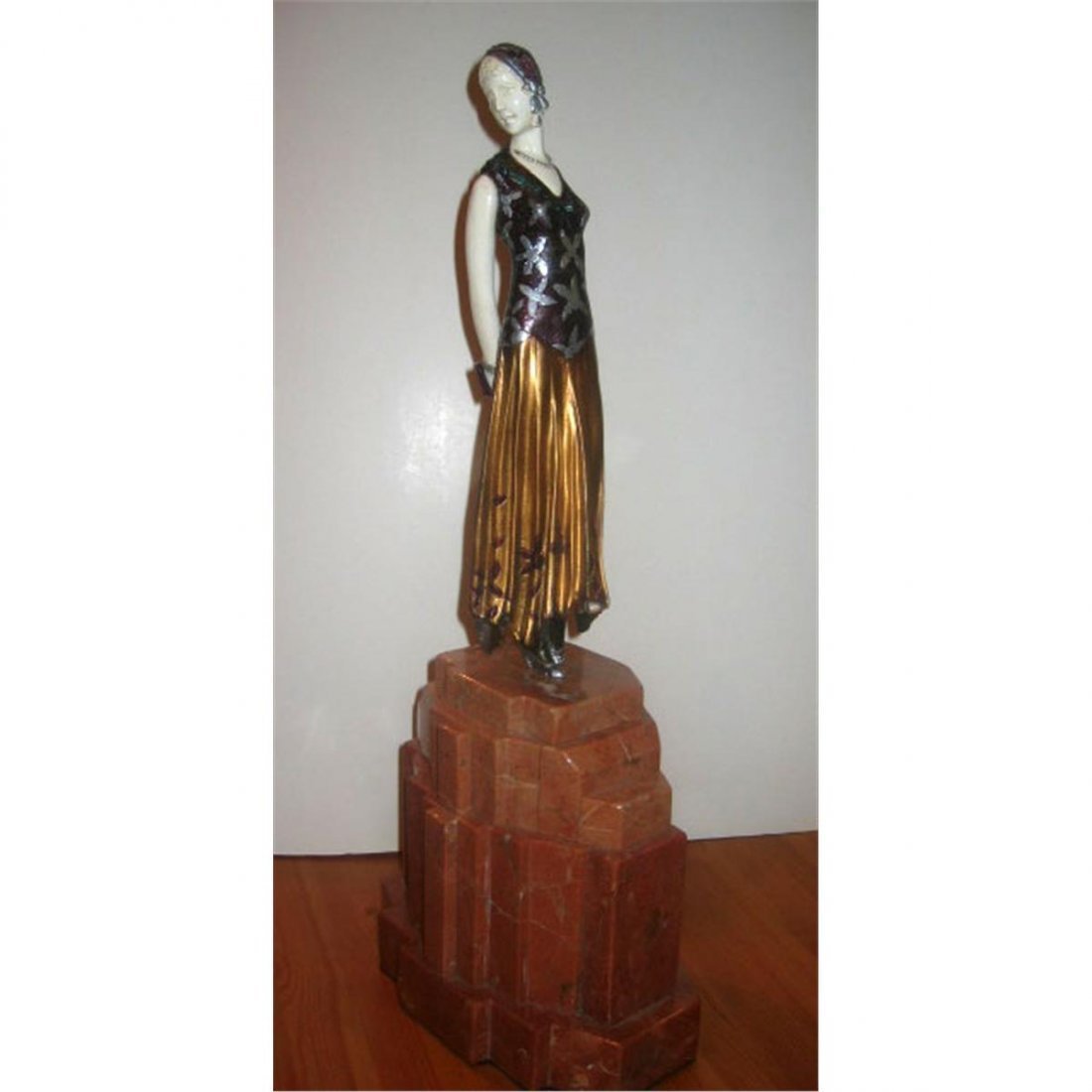 Beautiful Signed Chiparus Bronze & Ox Bone - Book Lady: Wonderful Signed bronze and Ox Bone art deco sculpture "Book Lady" by artist Chiparus, base signed, carved Ox Bone beautiful patina bronze, sits on a marble/onyx base.Some variations of marble and pat