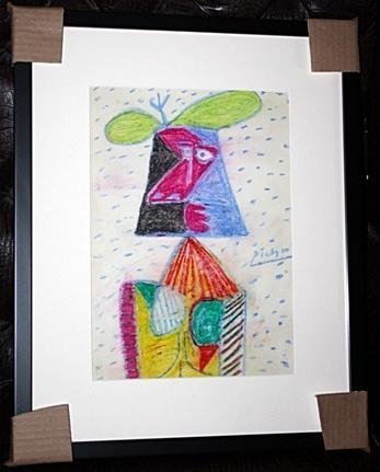 Attributed to Picasso Original Oil Pastel on Paper (1 of 2)