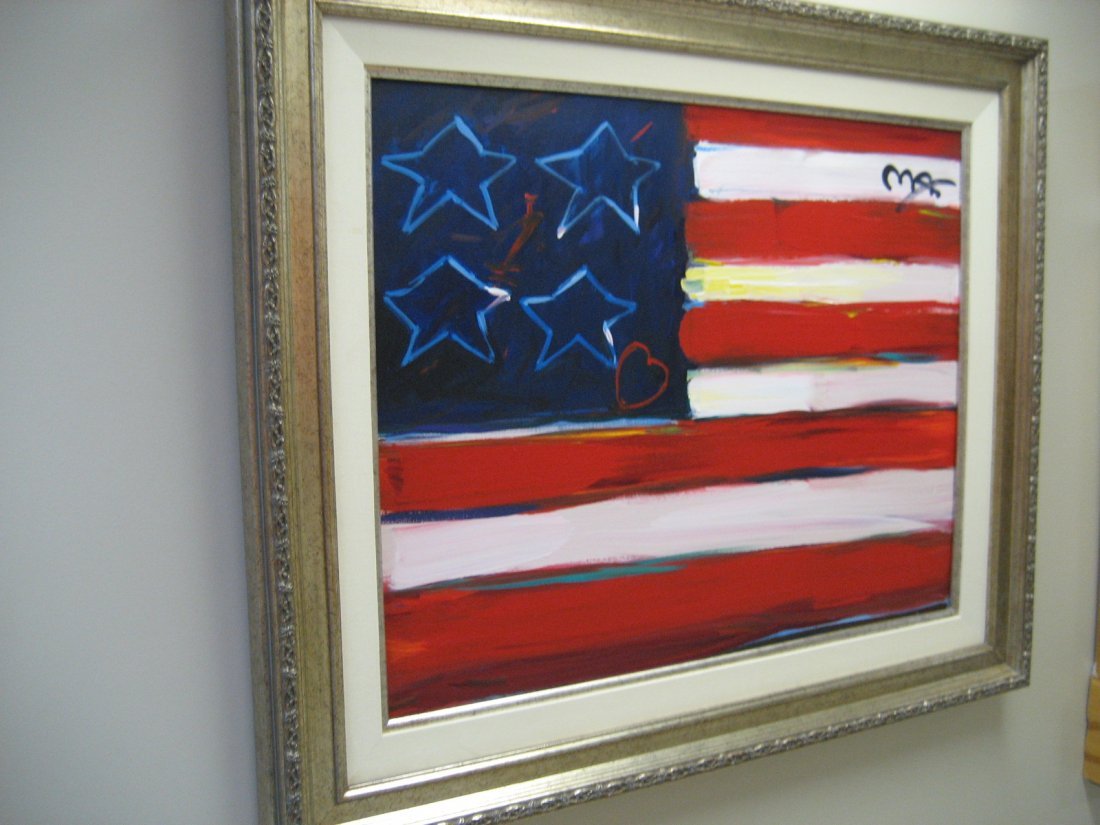 Exquisite attributed Peter Max Oil On Canvas -US Flag (1 of 4)