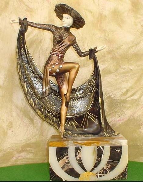 Mexican Hat Dancer Bronze & Ox Bone Sculpture C.Mirval: Stunning artwork Chryselephantine C. Mirval bronze and Ox Bone sculpture, Mexican Hat Dancer. . Approx size: 22"x6". CC-001200 Heavy item . No reserve . WONDERFUL PIECE !