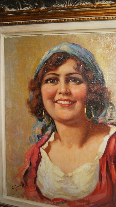 Eduardo FORLENZA 1861-1934 ITALIAN BEAUTY: PORTRAIT OF NEAPOLITAN BEAUTY BY Eduardo FORLENZA 1861-1934, OIL ON CANVAS LAID ON BOARD, SIGNED, FRAMED. MEASURES: 40.5 X 30 CM UNFRAMED, 57 X 46 CM FRAMED. WORLDWIDE SHIPPING - 70 EUR