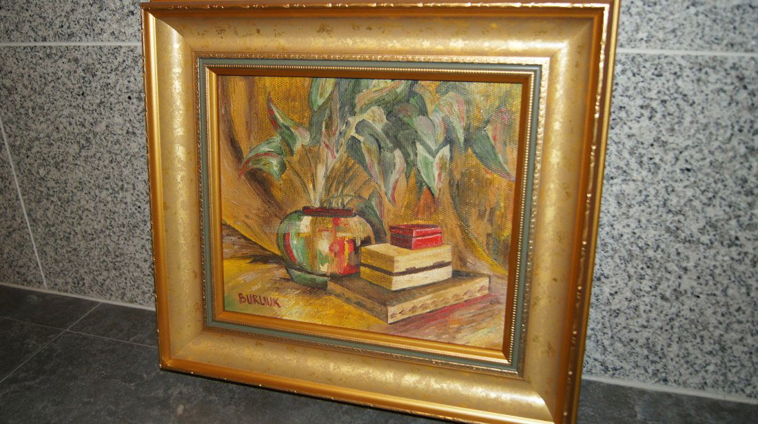 David Davidovich BURLIUK 1882-1967 UKRAINIAN - RUSSIAN: David Davidovich BURLIUK (1882-1967) UKRAINIAN - RUSSIAN, OIL ON CANVAS (BURLAP), SIGNED LOWER LEFT. CREATED CIRCA 1950's. MEASURES: 28 x 22 CM UNFRAMED, 33 X 27 CM FRAMED. WORLDWIDE SHIPPING - 50 EUR