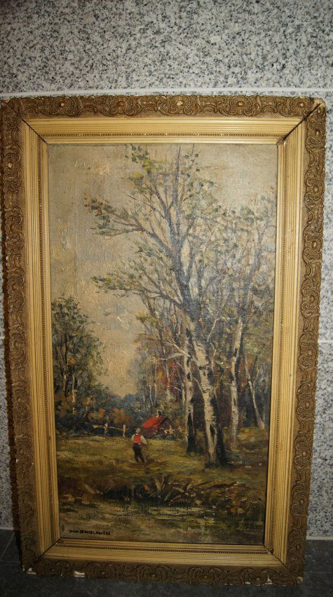 Jan STANISLAWSKI Ukrainian - Polish 1860-1907 LANDSCAPE: Jan Stanislawski (Ukrainian - Polish 1860-1907) Polish landscape. OIL ON CANVAS. SIGNED LOWER LEFT. FRAMED. MEASURES: 51 X 28 CM UNFRAMED, 55 X 32 CM FRAMED. WORLDWIDE SHIPPING - 60 EUR.