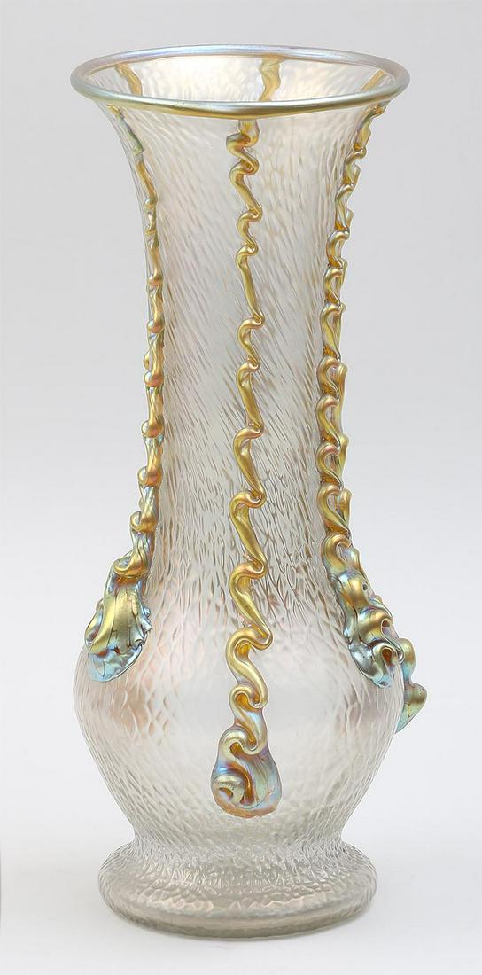 Loetz nautilus iridescent vase: Loetz nautilus iridescent vase. 11-3/4''h