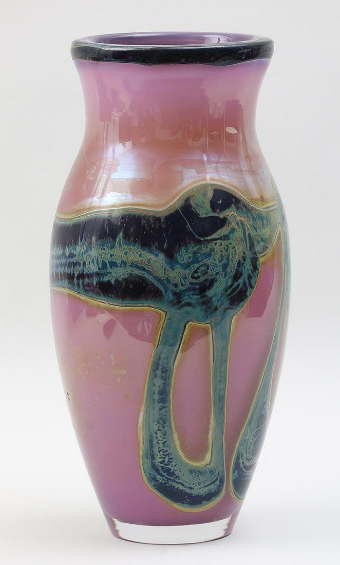 Sam Herman, Val St. Lambert vase: Sam Herman, Val St. Lambert modern vase, signed and initialed. 13''h.