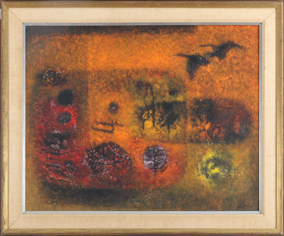 HOI LEBADANG (French/Vietnamese, 1922-2015): HOI LEBADANG (French/Vietnamese, 1922-2015), ''Le Jardin Abandonnee'', oil on canvas, signed lower right, titled and signed to verso, bears labels from Newman Galleries to frame and stretcher. Scratch
