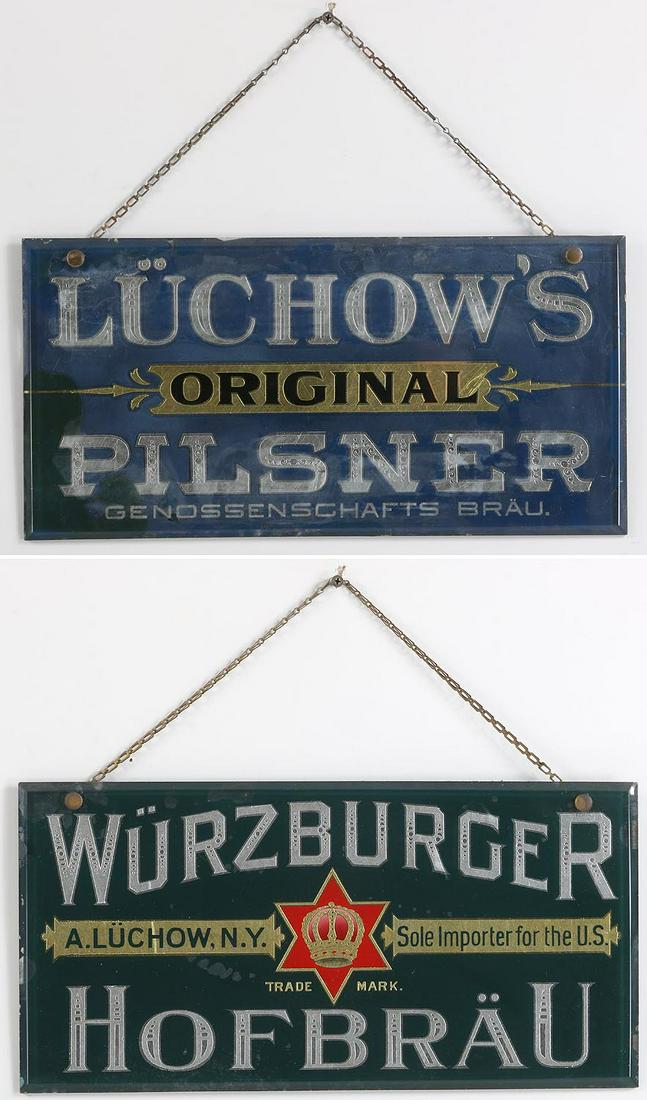 Group of (2) reverse painted beer advertising sign (1 of 7)