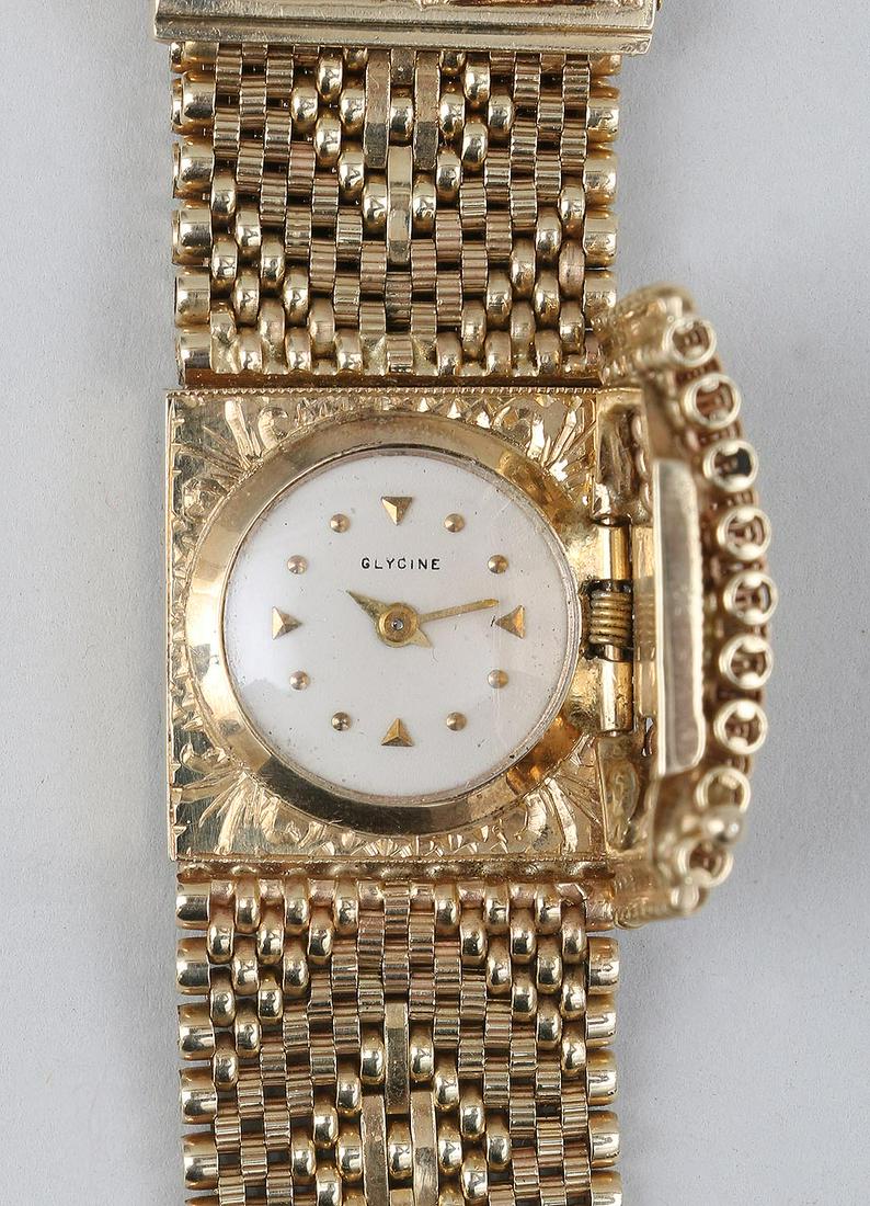 14k gold Glycine ladies bracelet watch (1 of 8)