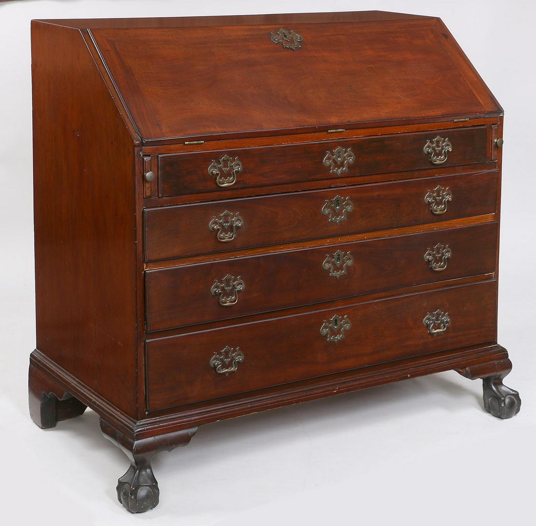 American mahogany Chippendale slant front desk (1 of 5)
