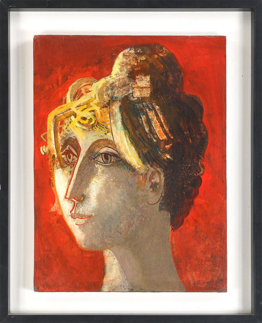 JESUS CARLOS DE VILALLONGA (Spanish, b.1927): JESUS CARLOS DE VILALLONGA (Spanish, b.1927), ''Ana'', tempera on panel, signed and dated ''71'' lower right. Float mounted. Board 16''h, 12''w.