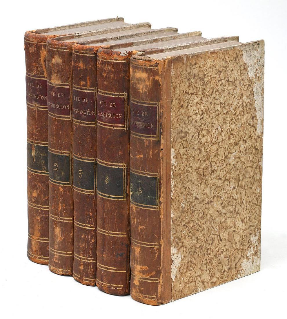 'Vie de George Washington,'' by John Marshall: ''Vie de George Washington,'' by John Marshall, 1807, Paris: Dentu, Volumes I-V (complete), title pages stamped ''Geo. R. Brush, M.D., US Navy, Sayville, L.I., N. York''. Lacking folding maps and plat