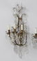 Pair of three light gilt bronze crystal sconces - 3