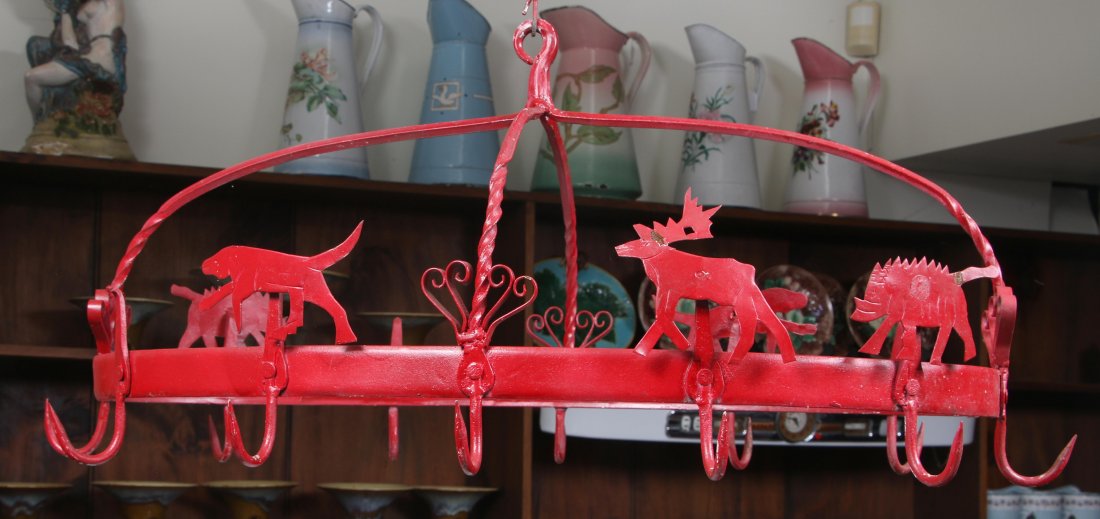 Wrought iron hanging pot rack (1 of 3)