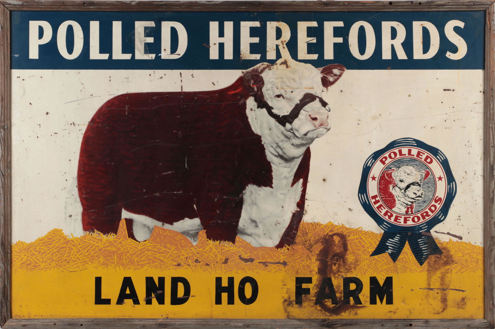 ''Polled Herefords, Land Ho Farm,'' painted sign (1 of 5)
