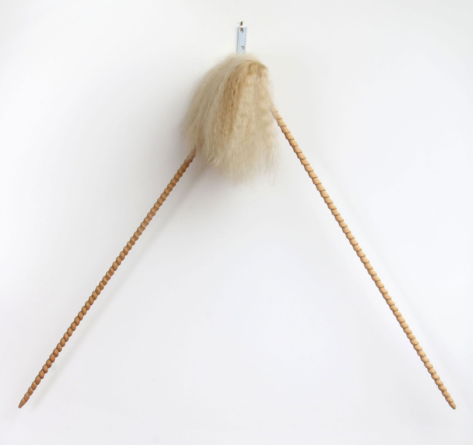 CLAIRE WATSON (American, 20th century): CLAIRE WATSON (American, 20th century), ''Self Maid Trophy'', 2008, turned wooden push broom handle, push broom head, and synthetic hair, unsigned. 60''h, 60''w, 14''d.
