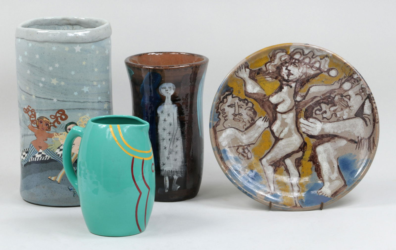 Group of (4) ceramic items with figural depictions (1 of 12)