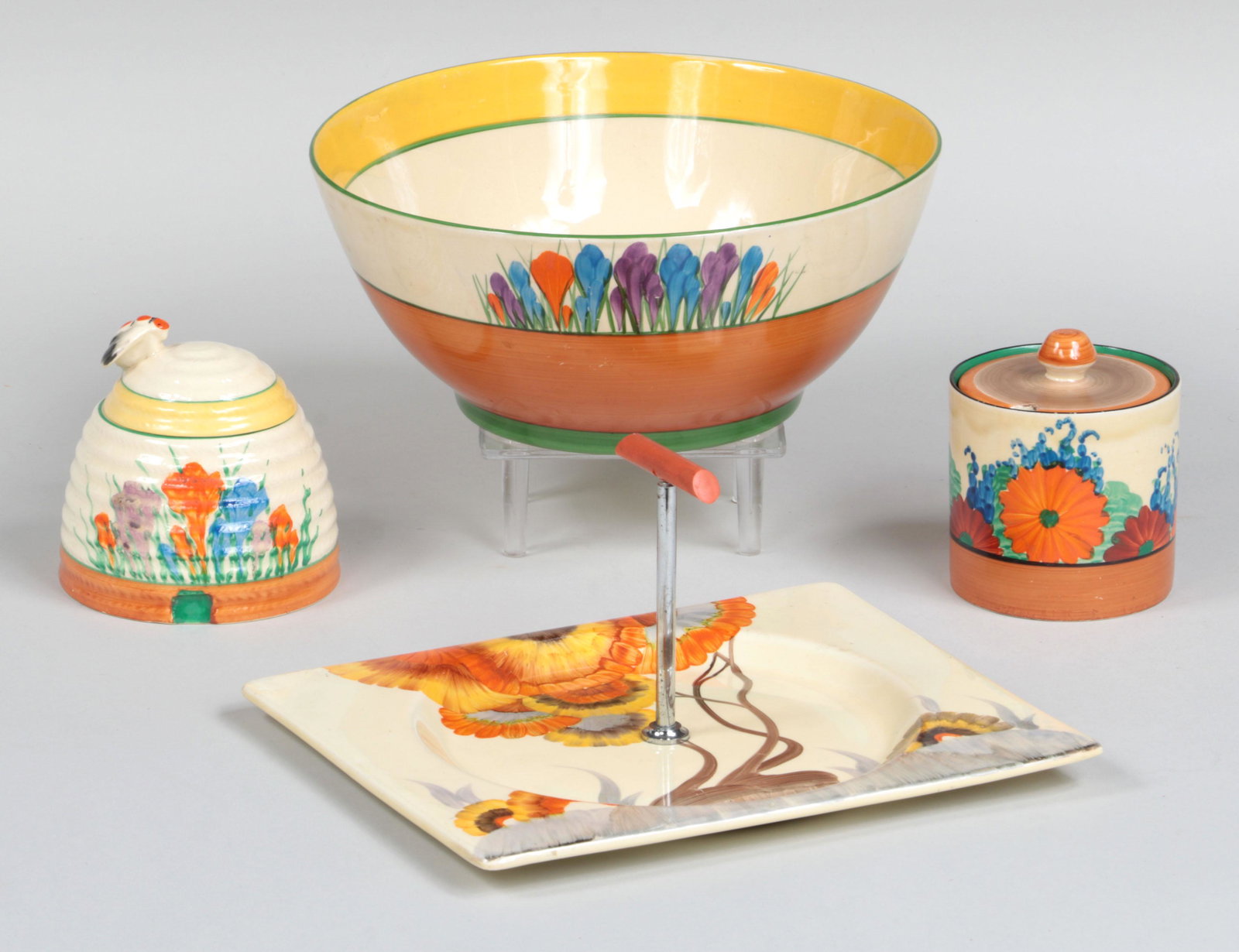 Group of (4) Bizarre Clarice Cliff table items (1 of 10)