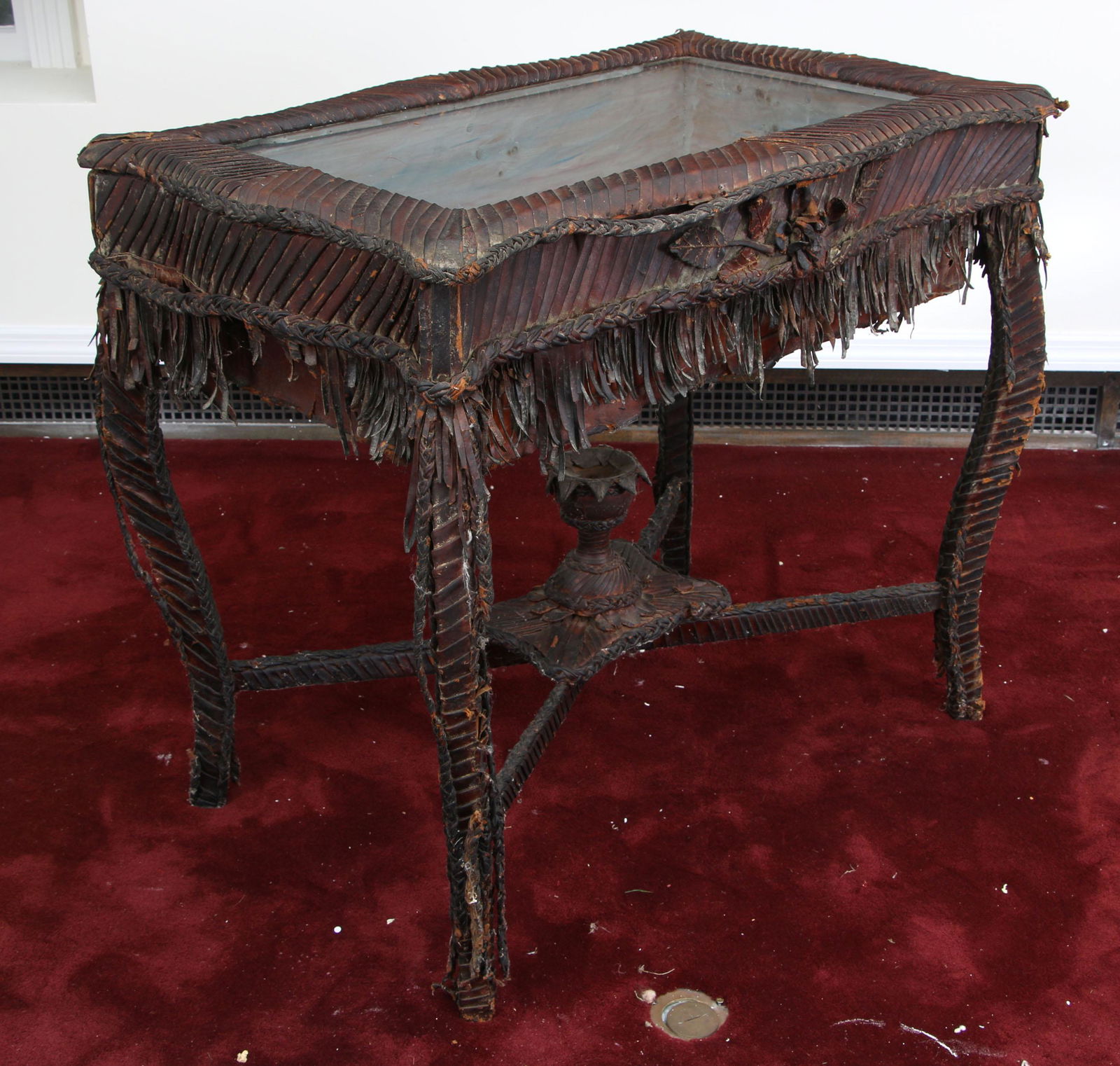 Leather wrapped and decorated display table (1 of 8)