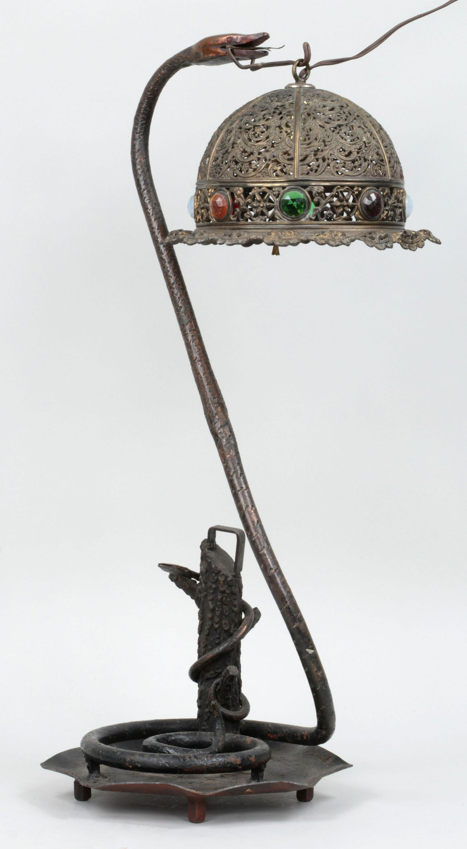 Wrought iron lamp as snake (1 of 7)