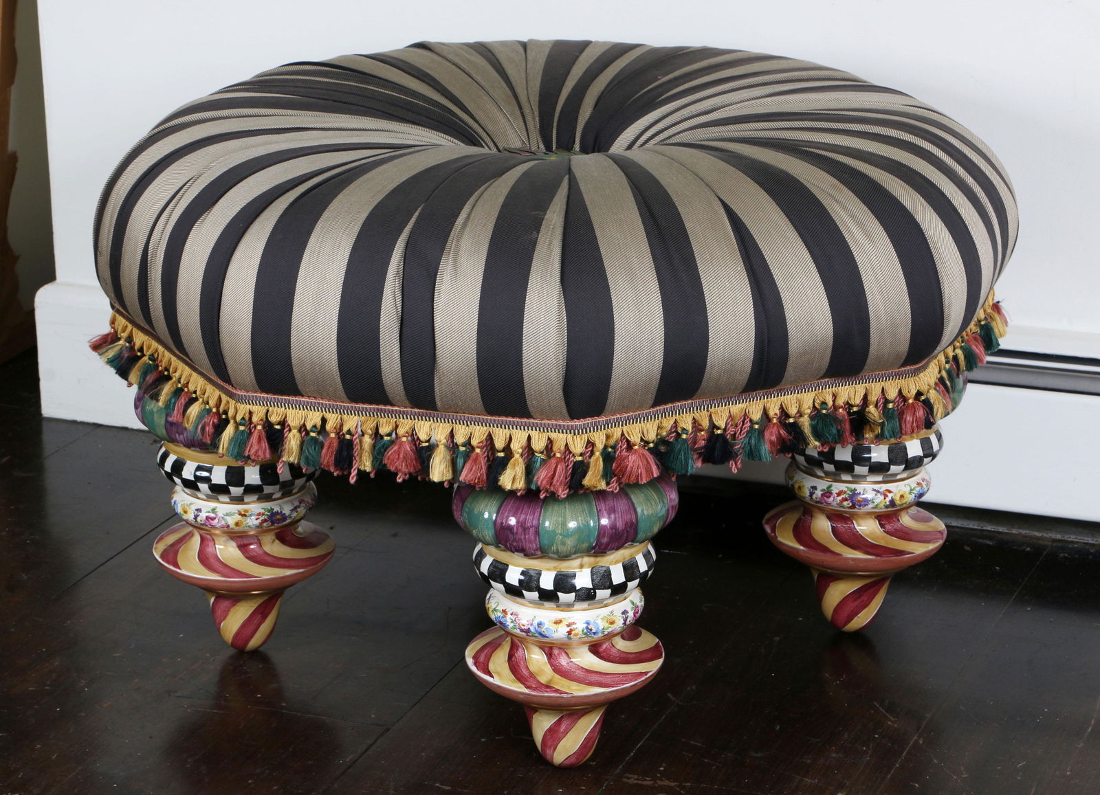 MacKenzie Childs upholstered ottoman (1 of 9)