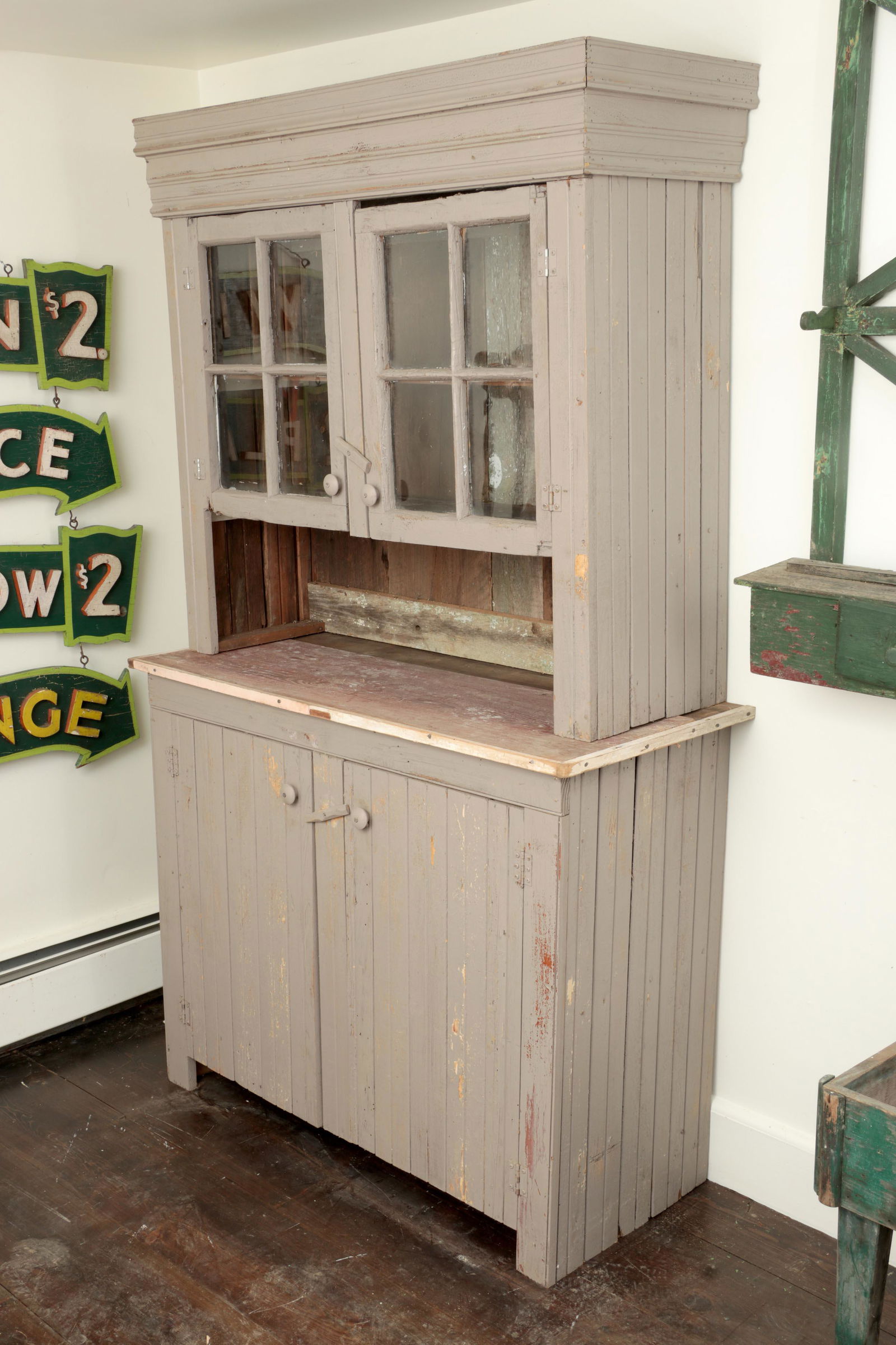 Grey painted rustic cupboard (1 of 5)