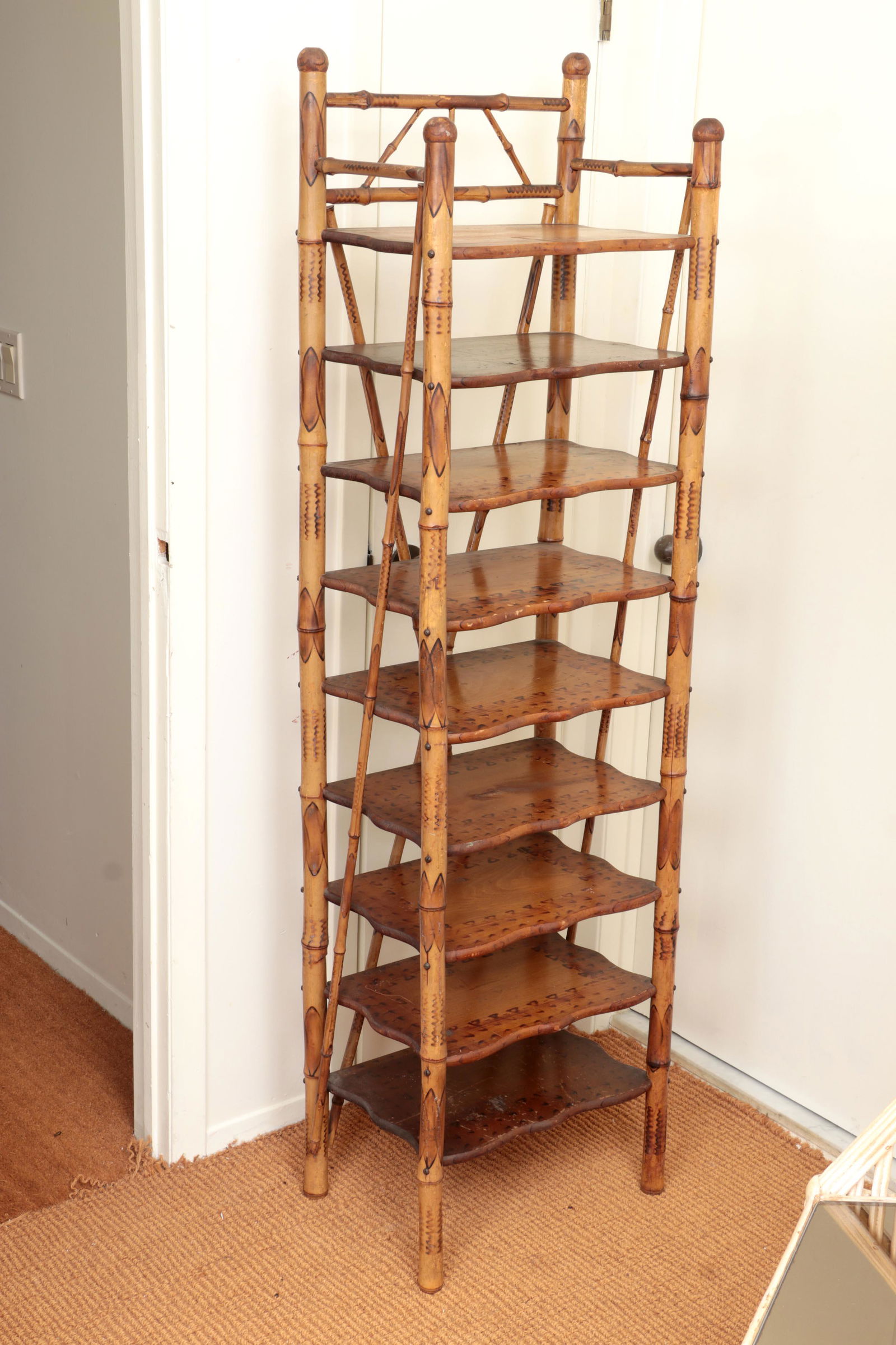 Victorian bamboo nine shelf etagere (1 of 7)