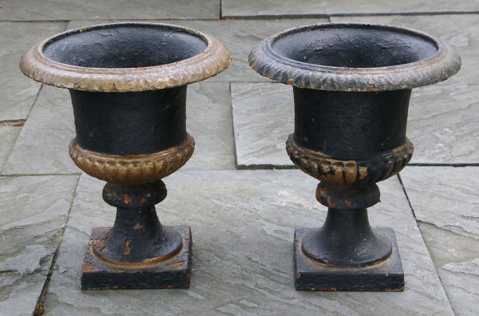 Pair of small cast iron urns (1 of 5)
