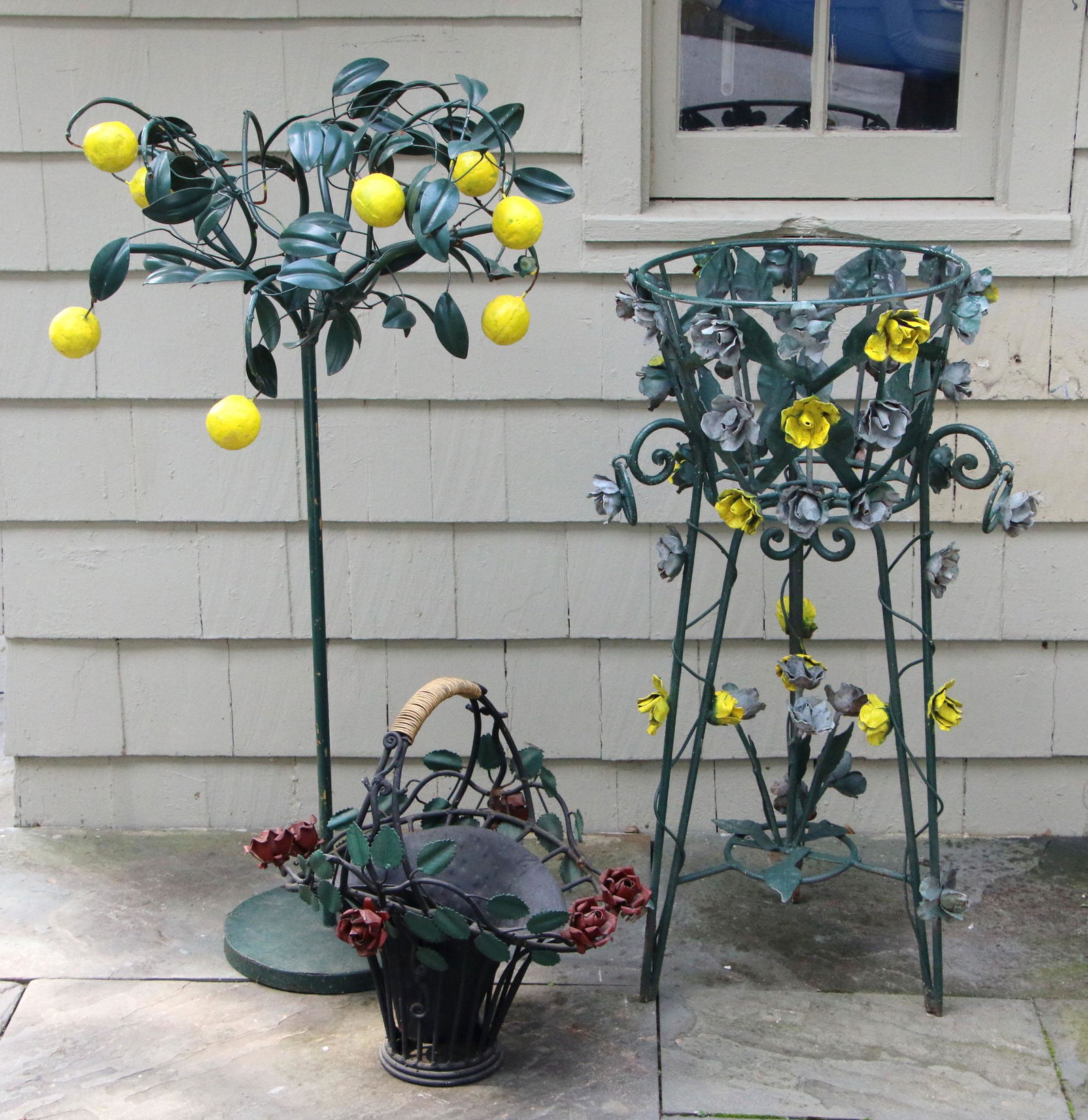 Group of (3) painted metal patio items (1 of 7)